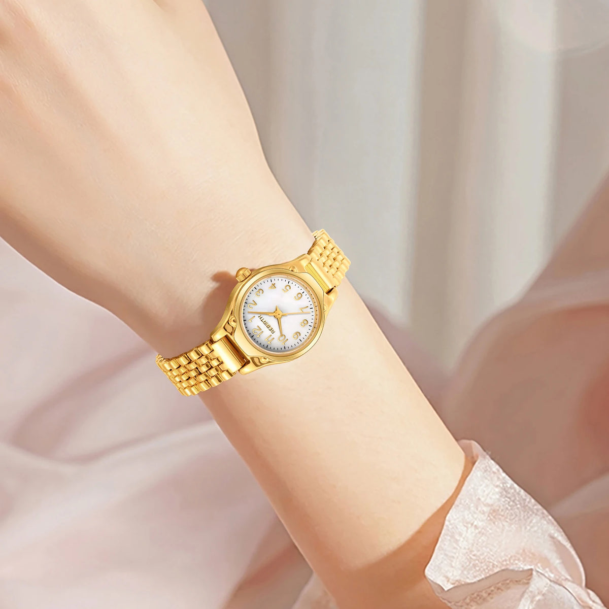 REBIRTH Ladies Elegant Quartz Watch – Stainless Steel Band Ladies Quartz Watch Nixie
