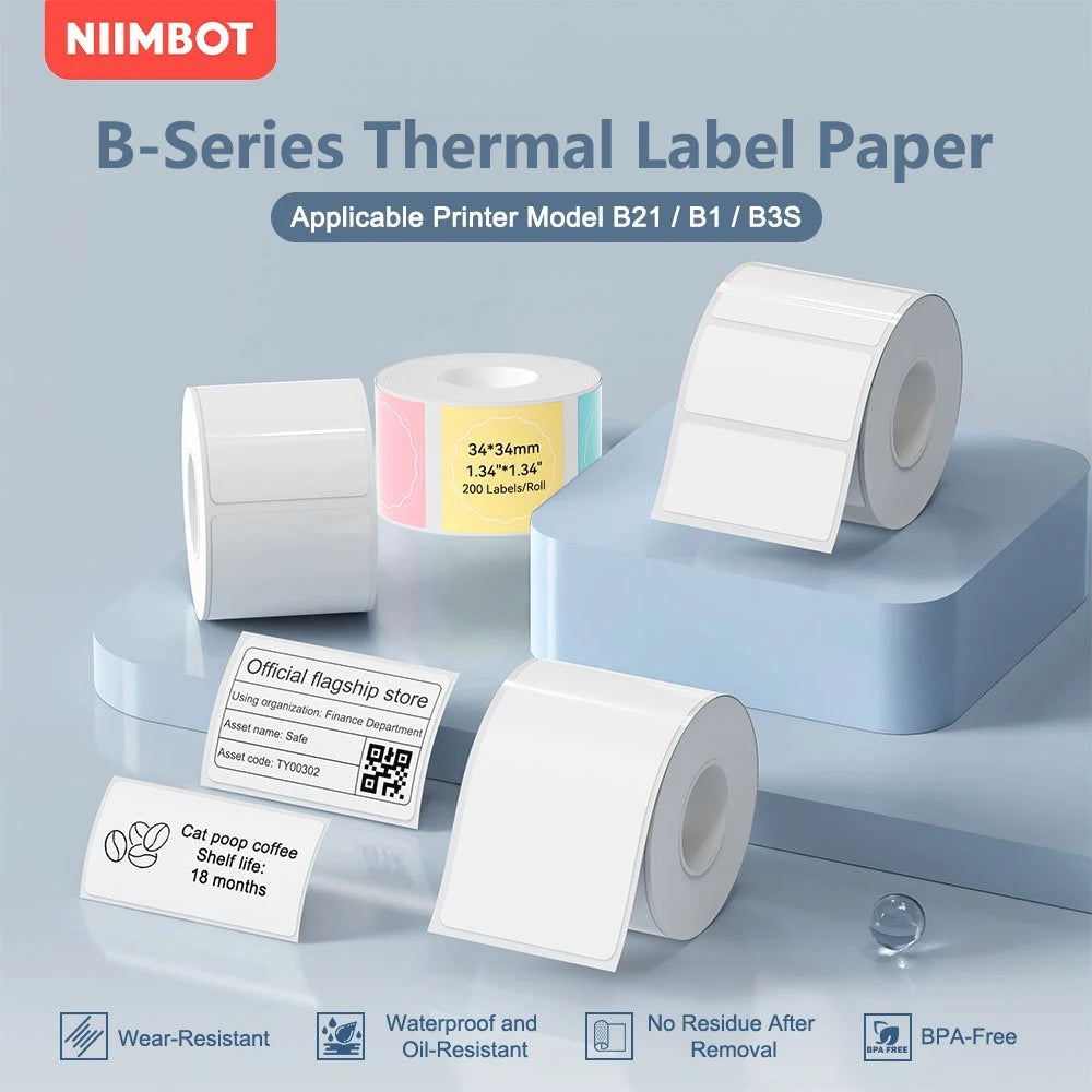 Niimbot B-Series Thermal Label Roll – B1 B21 B3S Self-Adhesive Thermal Label Roll Nixie