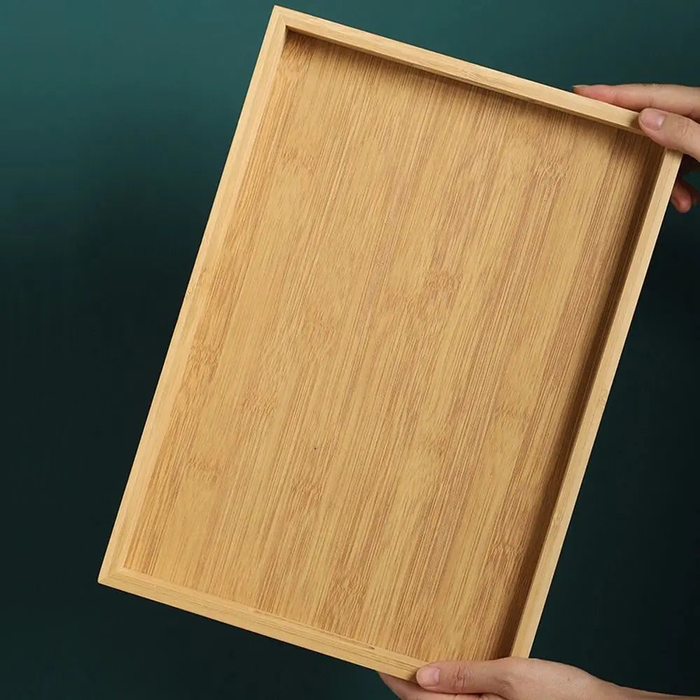 Natural Bamboo Serving Tray | Retro Rectangular Wood Tray