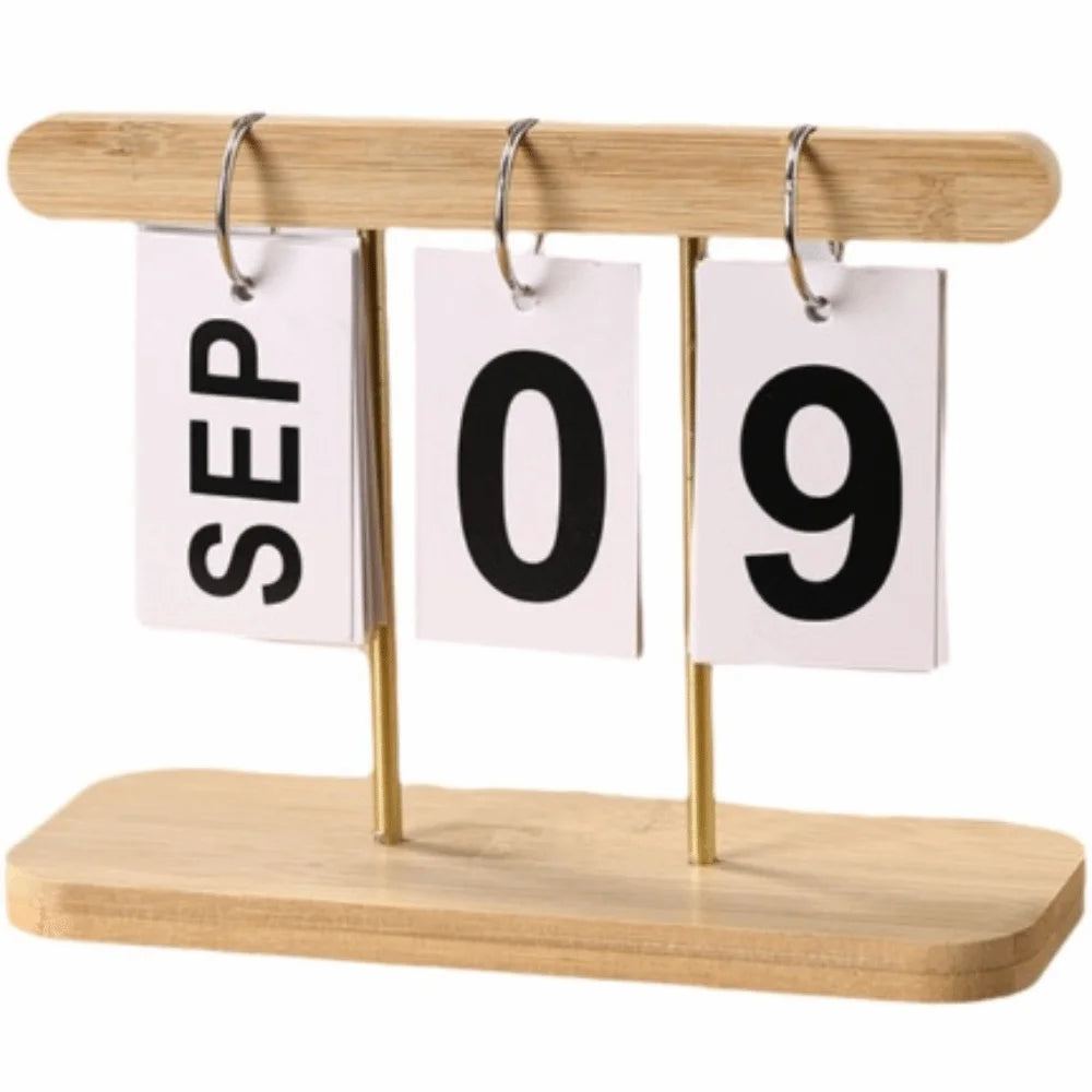 Wooden Flip Desk Calendar – Minimalist Perpetual Home Decor