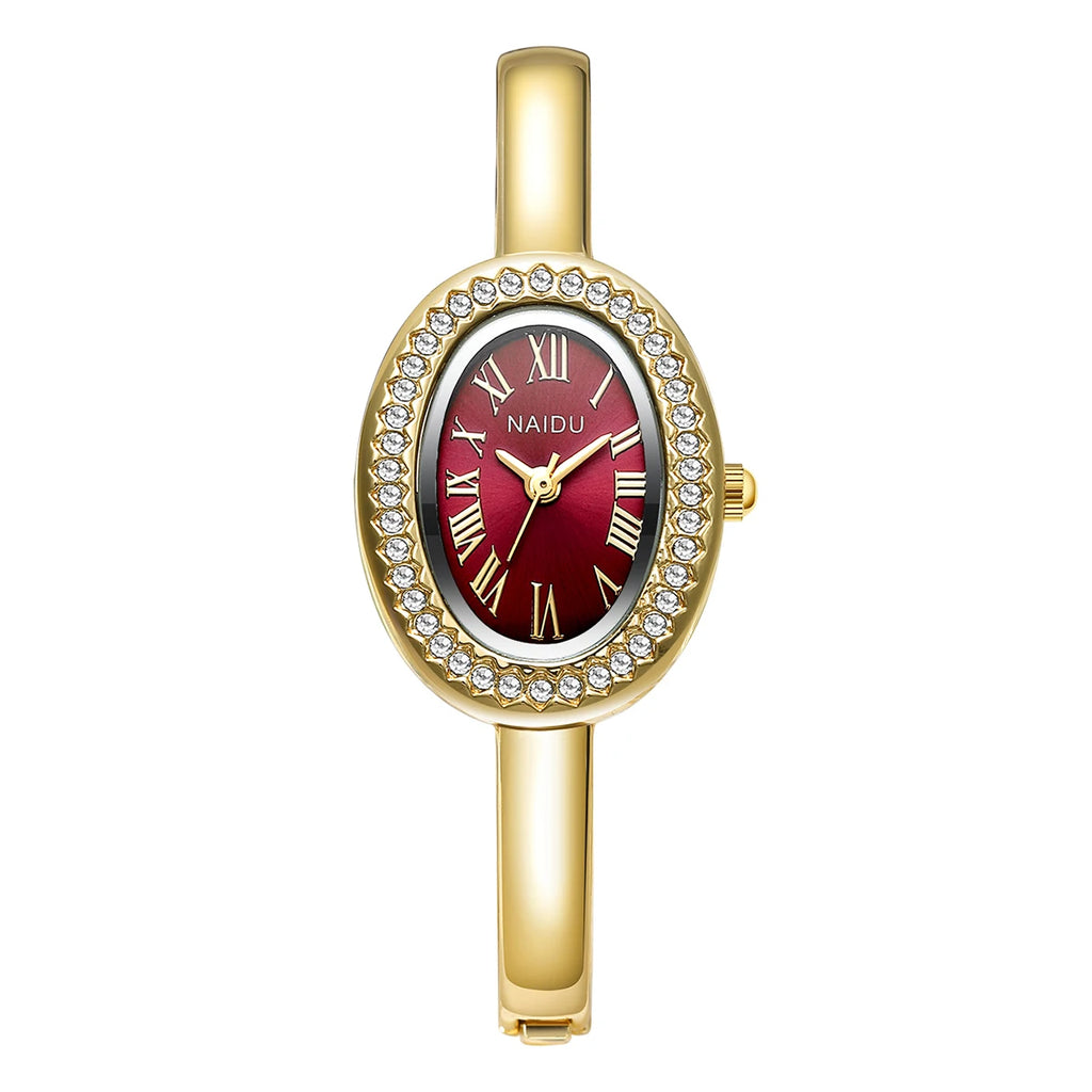 Women's Roman Numeral Quartz Watch – Casual Alloy Timepiece Women's Quartz Watch Nixie Red