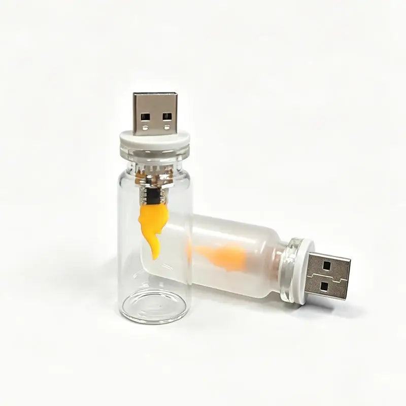 USB Flickering LED Glass Candle Night Light | Flame Effect