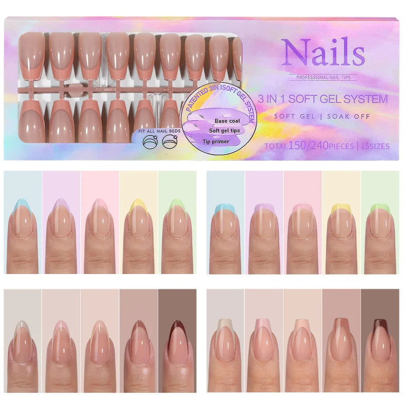 150pcs Glitter Press On Nails – Nude White French False Nails Press On Nails Nixie