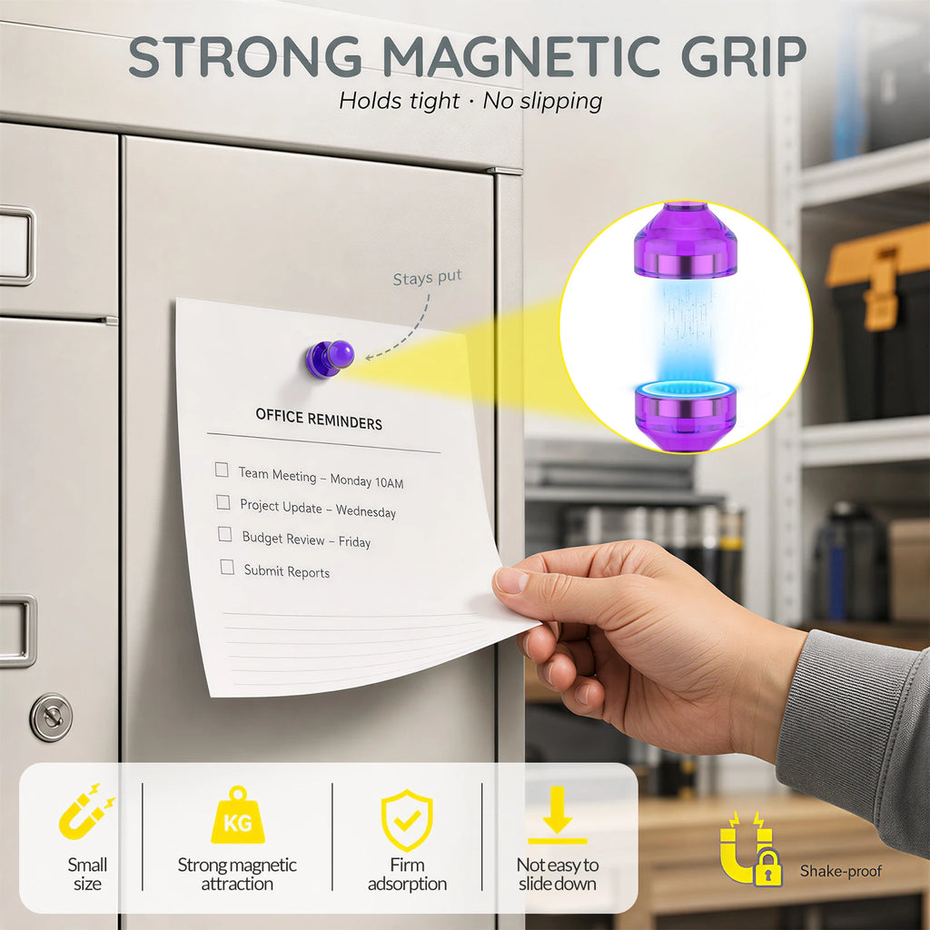 32Pcs Mini Magnetic Push Pins – 8 Colors Neodymium Fridge Magnets