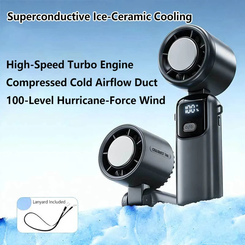 Portable Handheld Fan 100-Speed Foldable Rechargeable USB-C Handheld Portable Fan Nixie