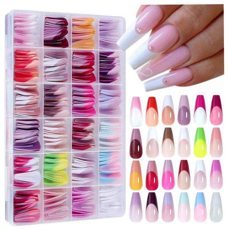 288 Pcs Press On Nails – Colorful Mixed Oval & Square Full Cover Tips Press On Nails Nixie
