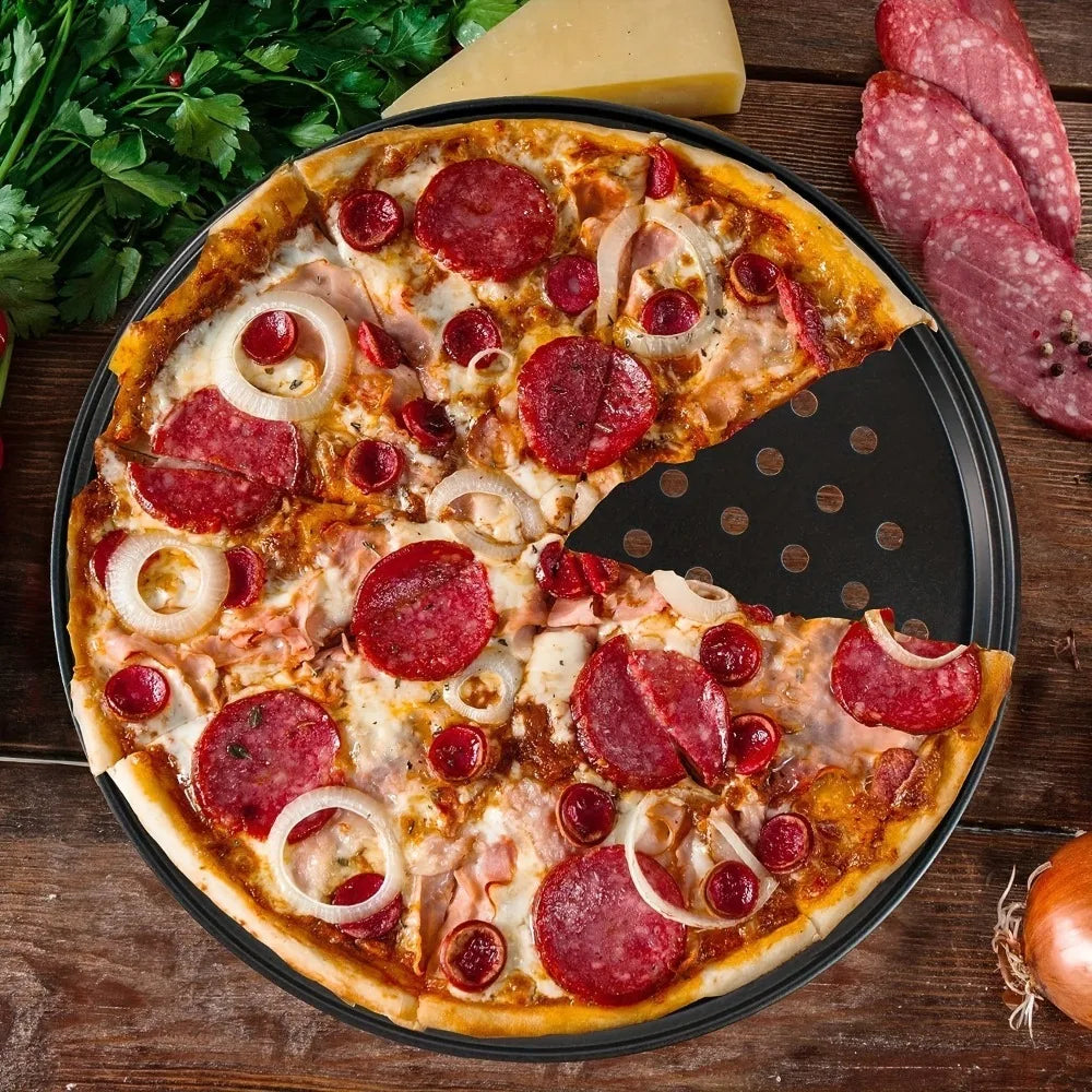 Non-Stick Perforated Pizza Pan 9–14 Inch Round Baking Tray Pizza Baking Pan Nixie