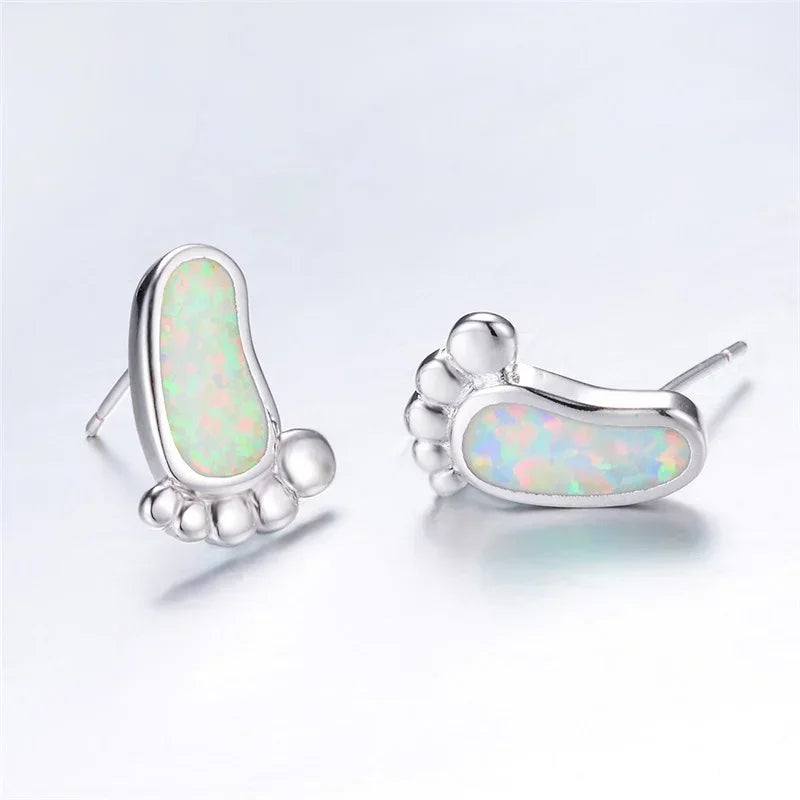 Blue Simulated Opal Glass Vintage Stud Earrings | Hypoallergenic Stud Earrings Nixie