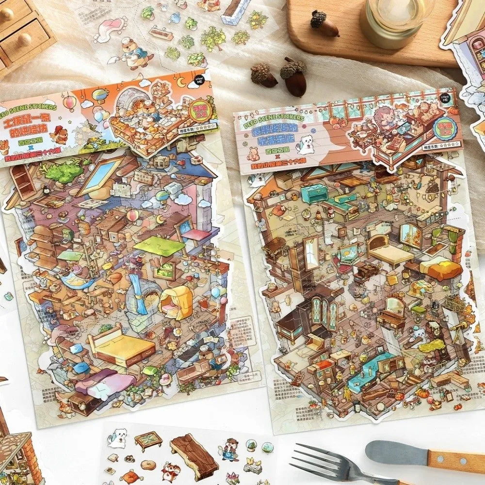 3D Scene Stacking Stickers – Shop Beach Library PET Die-Cut Decorative Stickers Nixie