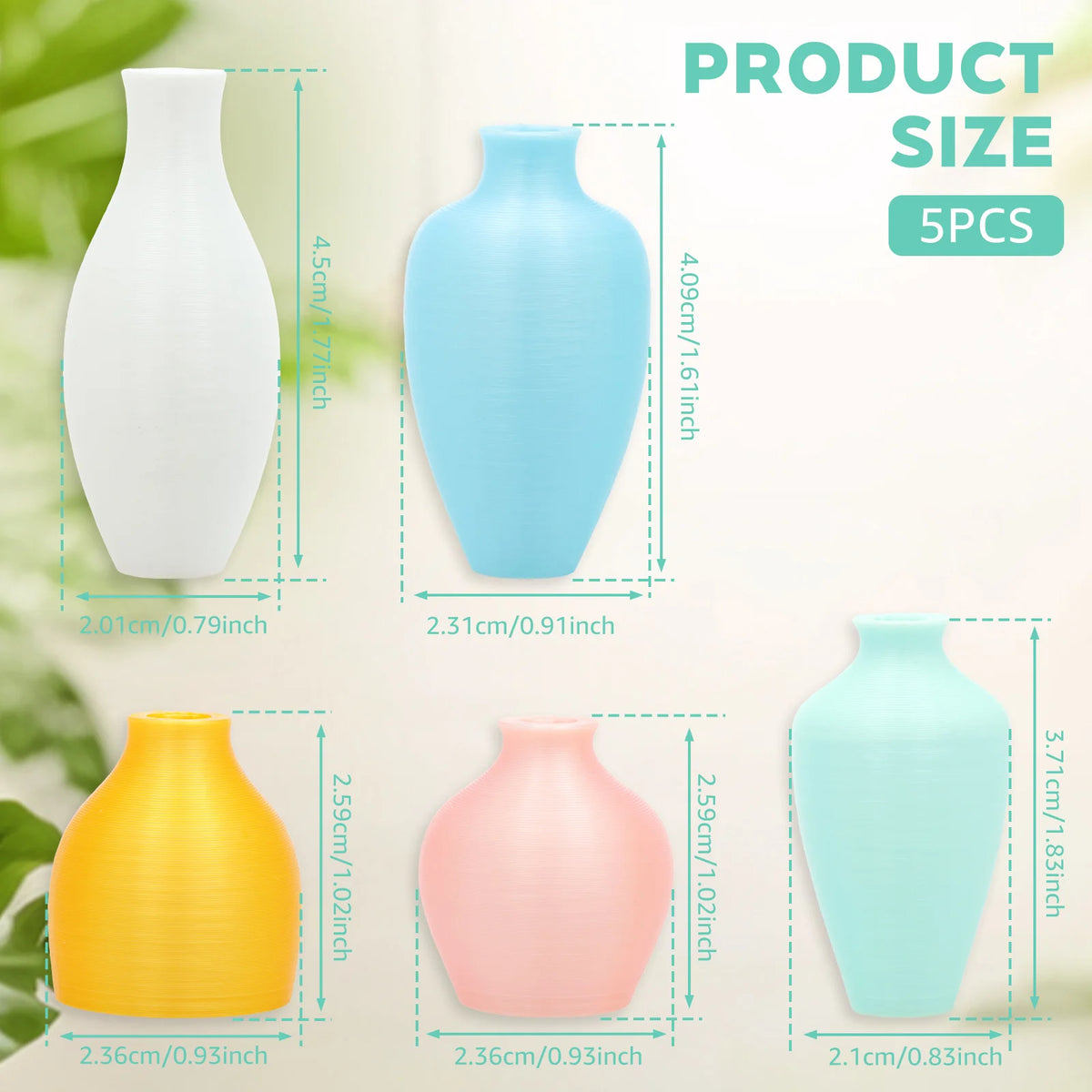 5Pcs 3D Printed Mini Vase Fridge Magnets – Cute Pastel Set