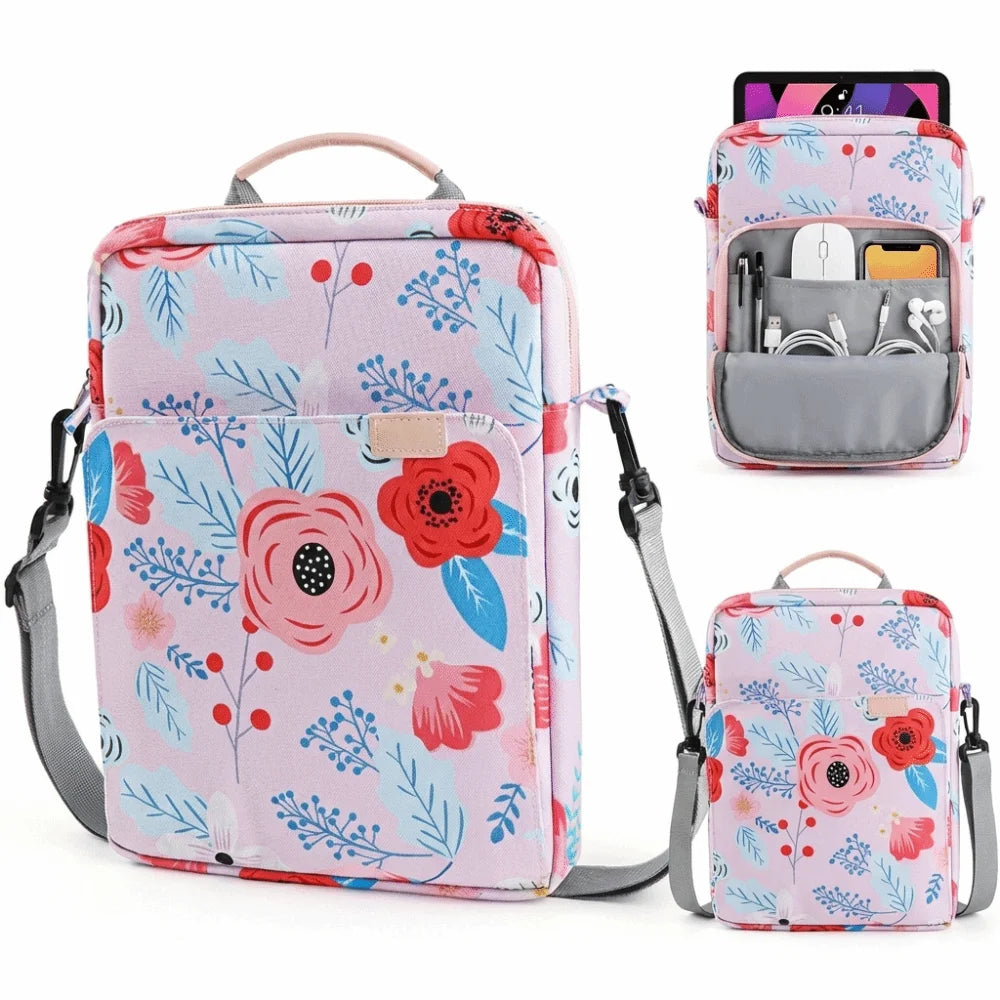 Tablet Laptop Sleeve Case 9–13.3" | Shoulder Strap & Storage Tablet Laptop Sleeve Nixie 9-11inch-Pink Flower