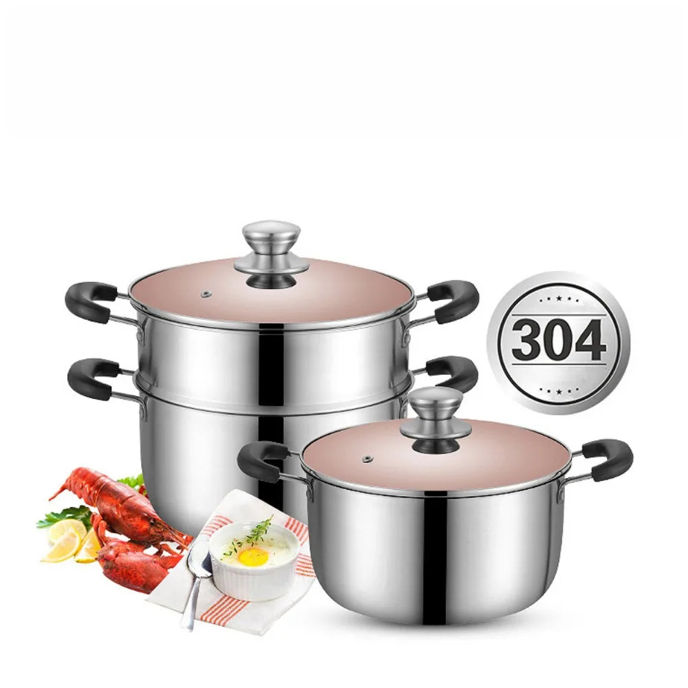 10-Inch Stainless Steel Stock Pot with Lid & Heatproof Handles Stock Soup Pot Nixie