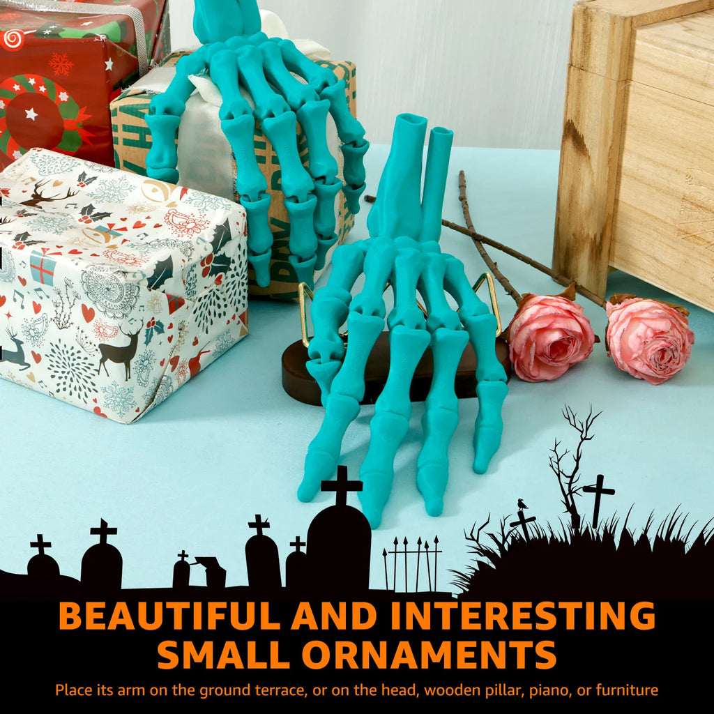 3D Realistic Skeleton Hand Model with Flexible Articulated Joints Halloween Decoration Prop Nixie
