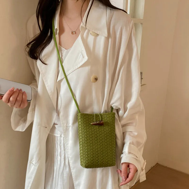 Woven Mini Shoulder Phone Bag for Women | Nixie Bucket Bag