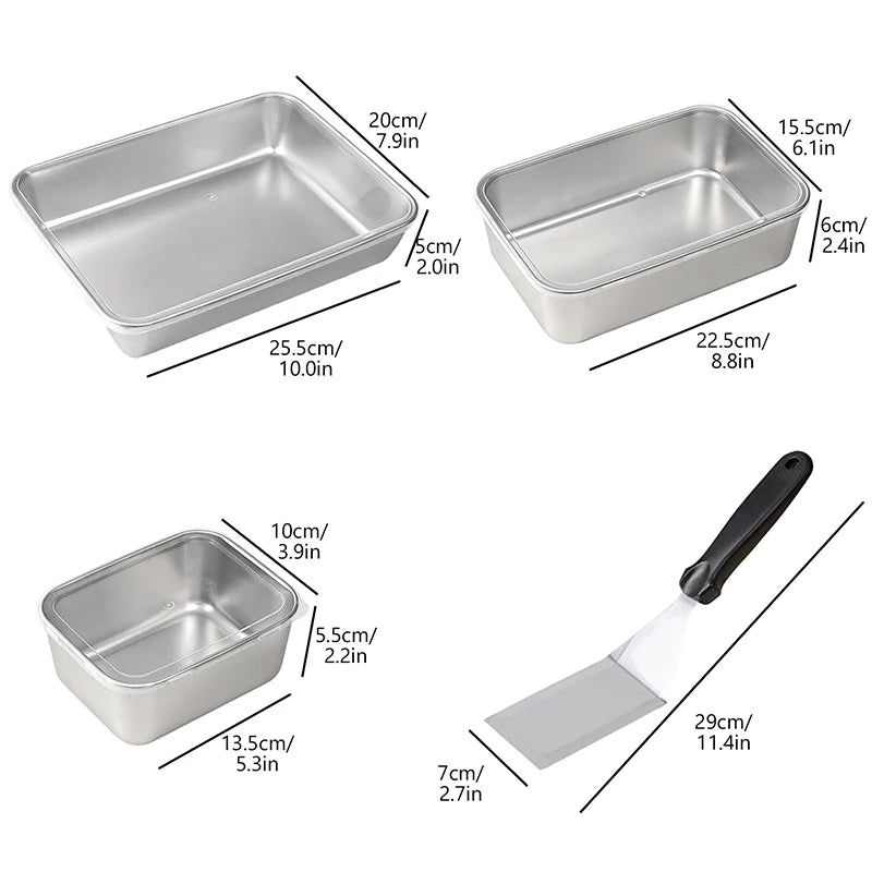 Stainless Steel Rectangular Tiramisu Mold & Cake Pan with Lid