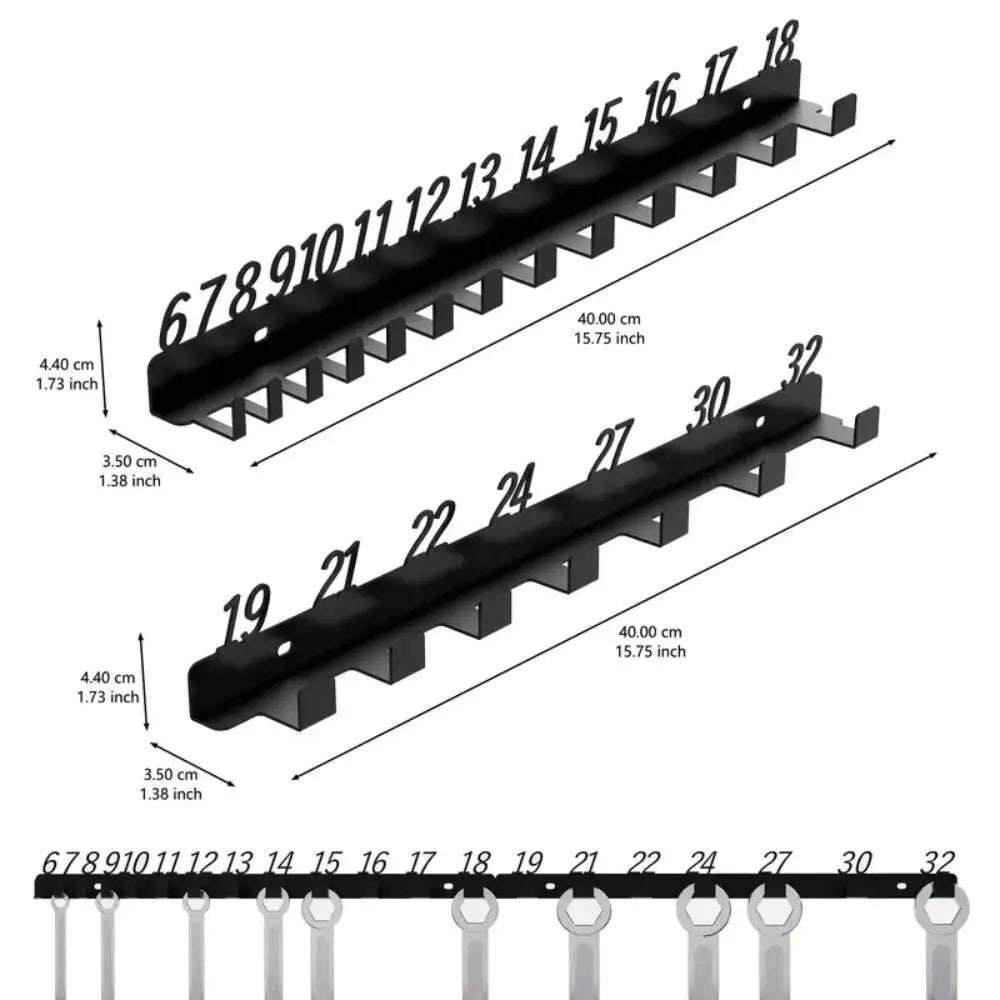 Wall-Mounted Wrench Sorting Rack | Cast Iron Tool Storage