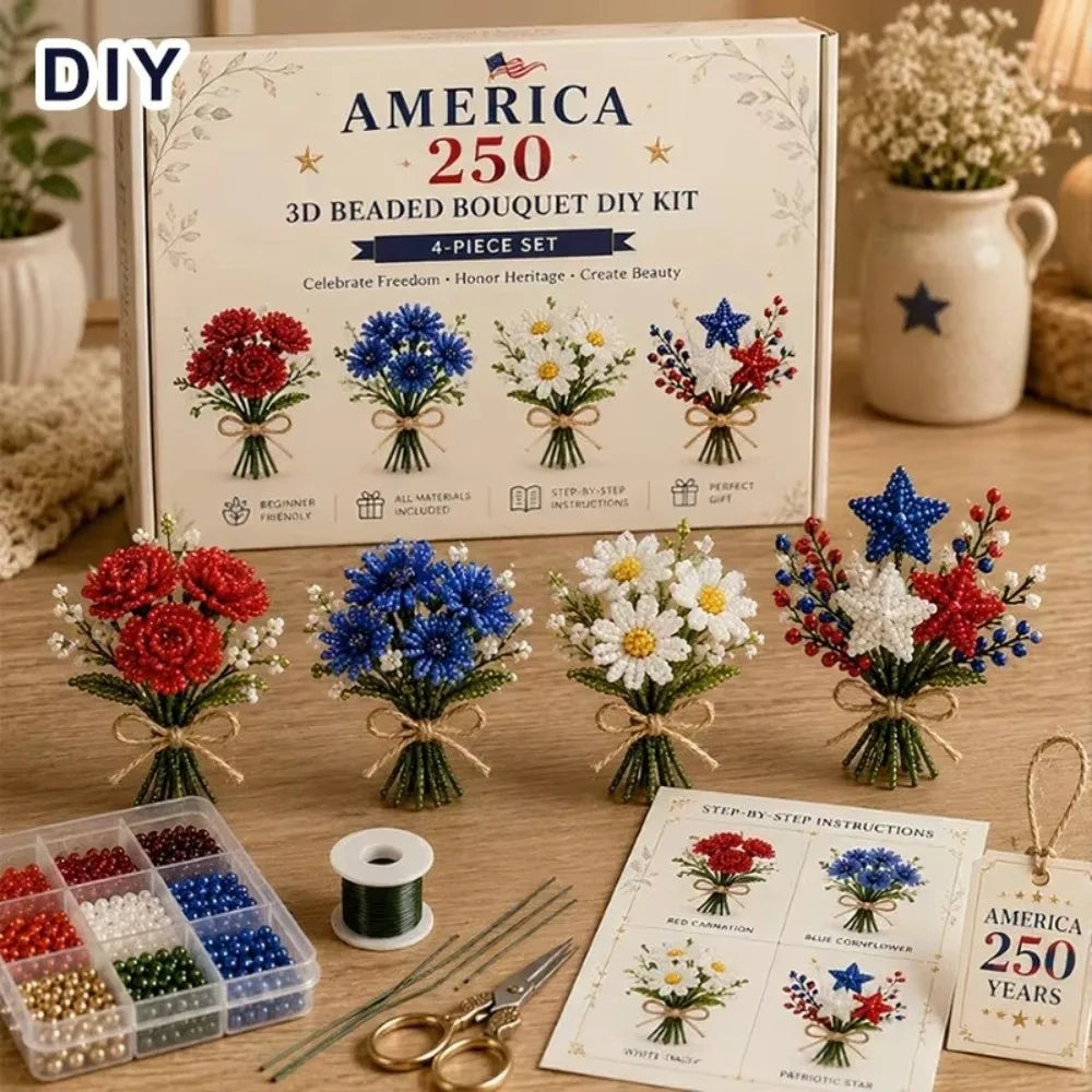 4pcs 3D Animal Bead Kit – DIY Farm & Sea Creatures Craft DIY Bead Craft Kit Nixie H