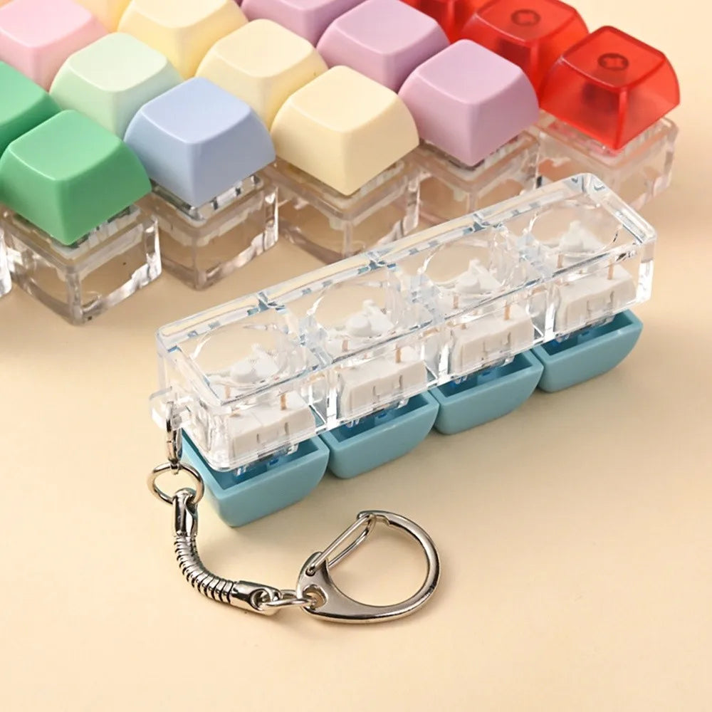 DIY Keyboard Fidget Keychain Clicker Button Keycap Toy