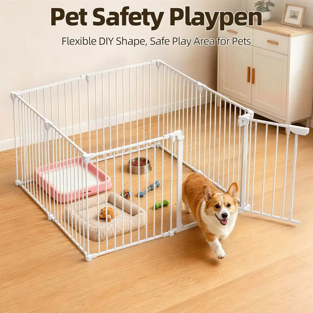 Extra Wide Pet Safety Gate Foldable Playpen Auto-Close Door