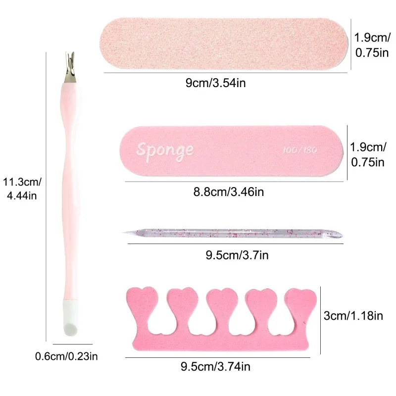 5-Piece Disposable Nail Care Set – Cuticle Pusher, File & Polisher Nail Care Set Nixie