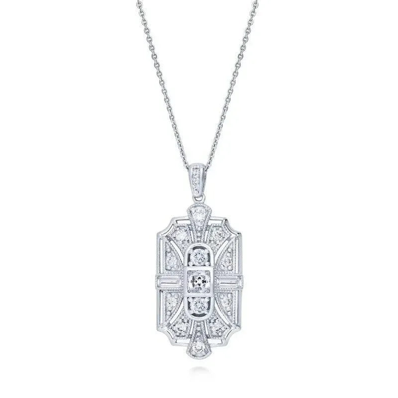 White Stone Geometric Necklace & Earrings Set for Women Jewelry Set Nixie