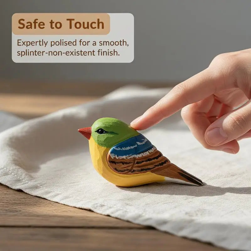 Hand Carved Wooden Bird Figurine – Hand Painted Colorful Decor Wood Bird Figurine Nixie