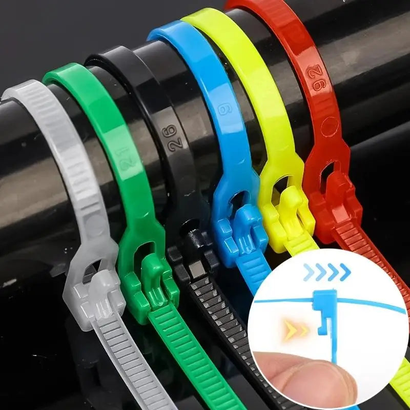 100PCS Reusable Nylon Cable Ties – Colored Detachable Zip Ties Reusable Cable Ties Nixie