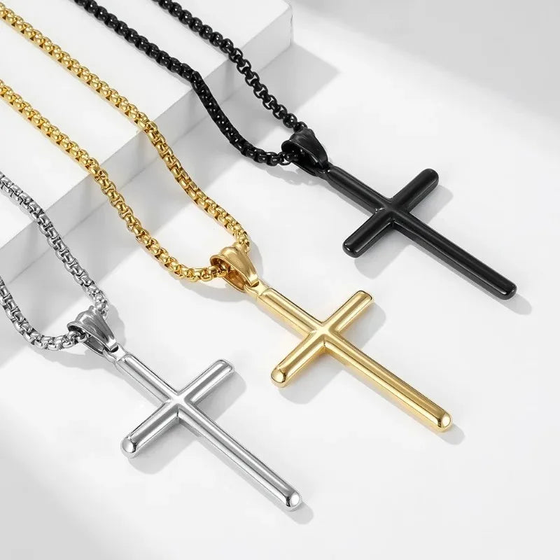 Cross Pendant Choker Necklace | Unisex Stainless Steel Gift Pendant Necklace Nixie