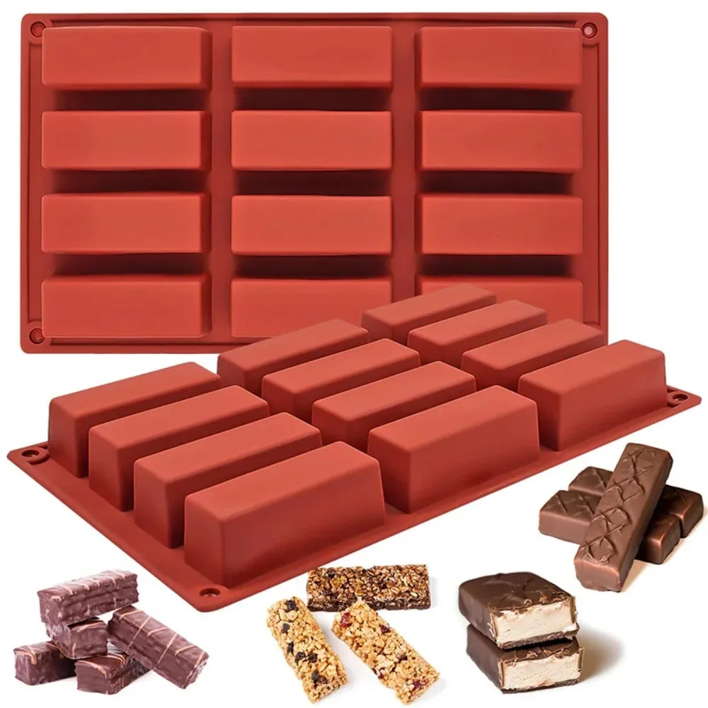 12-Cavity Silicone Cake Mold for Chocolate Bars & Brownies Silicone Baking Mold Nixie