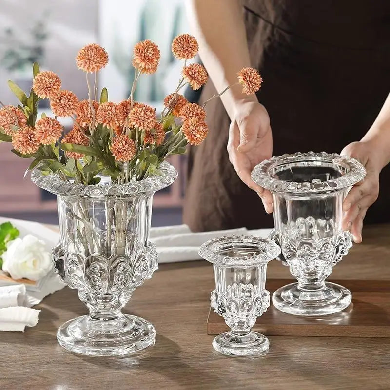 Luxury Transparent Glass Vase | Roman Goblet Style Home Decor Decorative Glass Vase Nixie