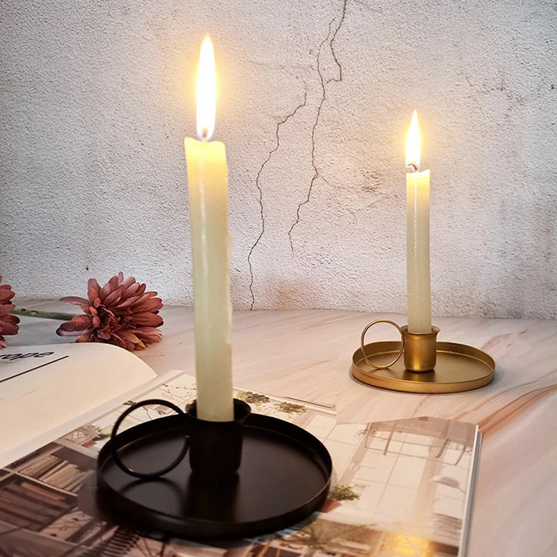 Black Gold Iron Pillar Candle Holder – Wedding & Home Decor Candle Holder Nixie
