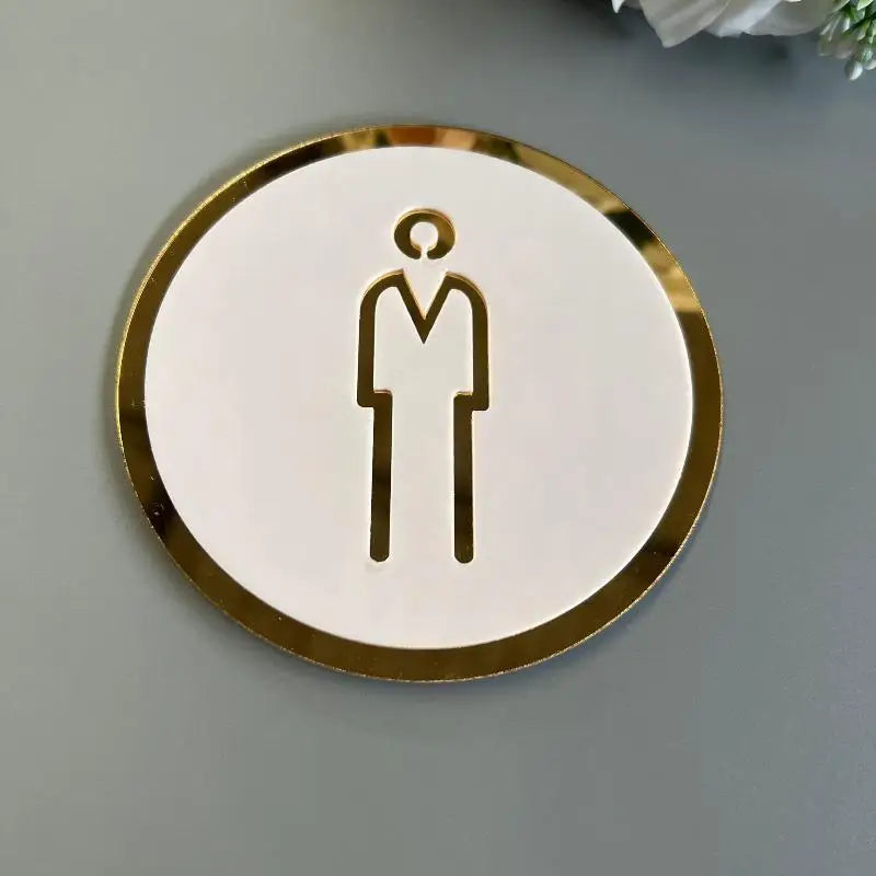 3D Acrylic Restroom Sign Self-Adhesive Men Women Bathroom Sticker Bathroom Door Sign Nixie D