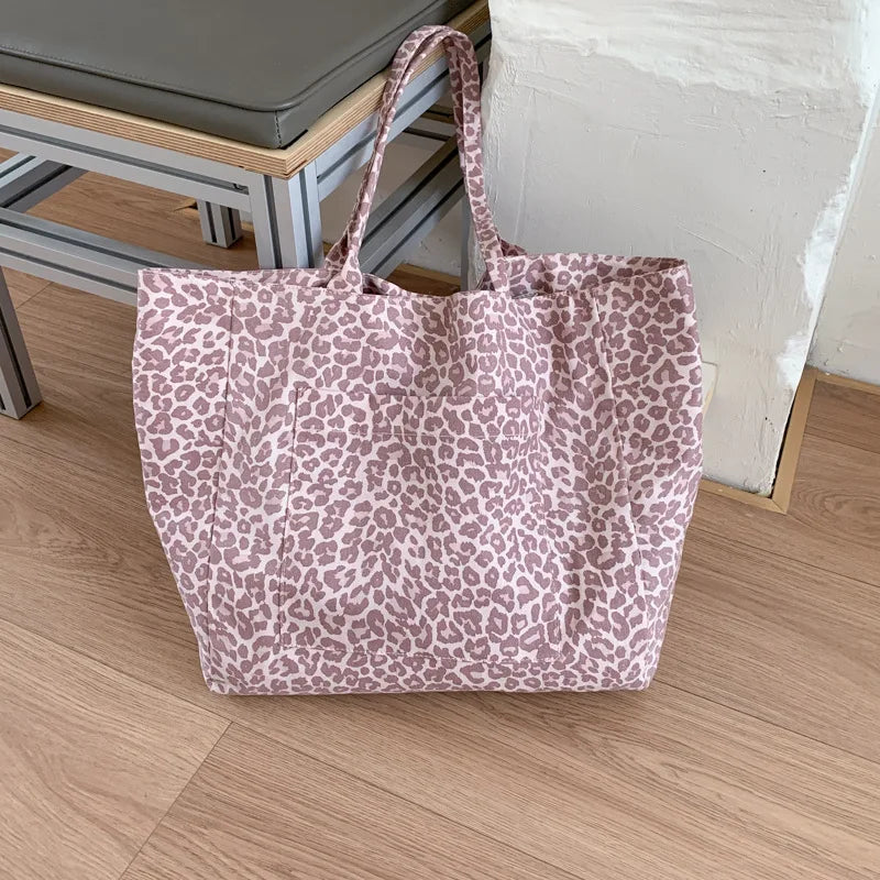 Leopard Print Canvas Tote Bag – Large Capacity Women's Bag Canvas Tote Bag Nixie