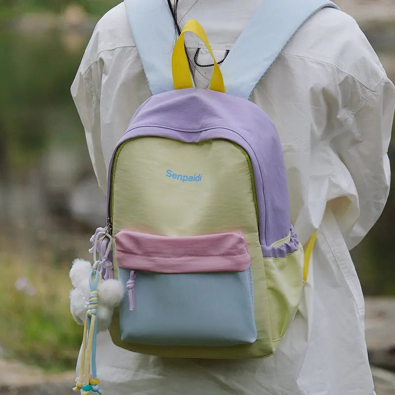 Color-Block Unisex Backpack | Travel & Student Daypack Casual Backpack Nixie