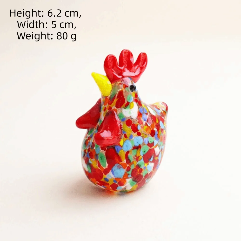 Hand Blown Glass Chicken Figurine – Colorful Miniature Decor