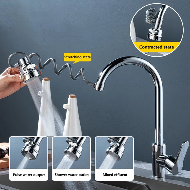 3-Mode Pull-Out Faucet Extender & Sink Sprayer Attachment Faucet Sprayer Extender Nixie