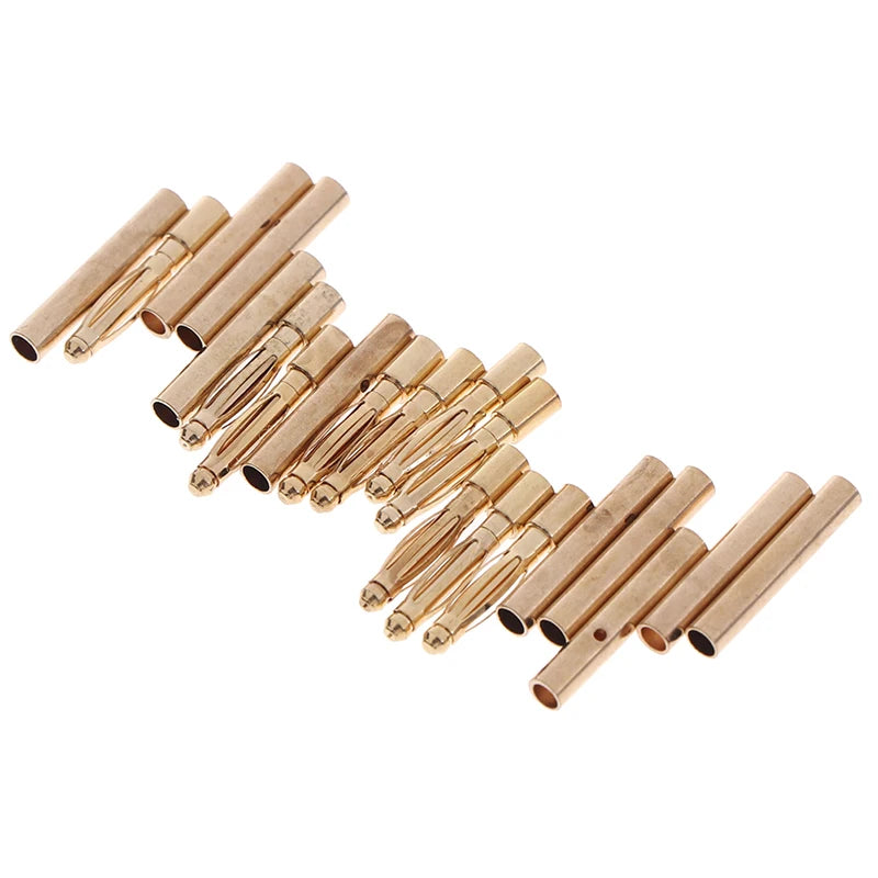 20pcs 2mm Gold Bullet Connectors Banana Plugs RC Car Battery RC Bullet Connectors Nixie