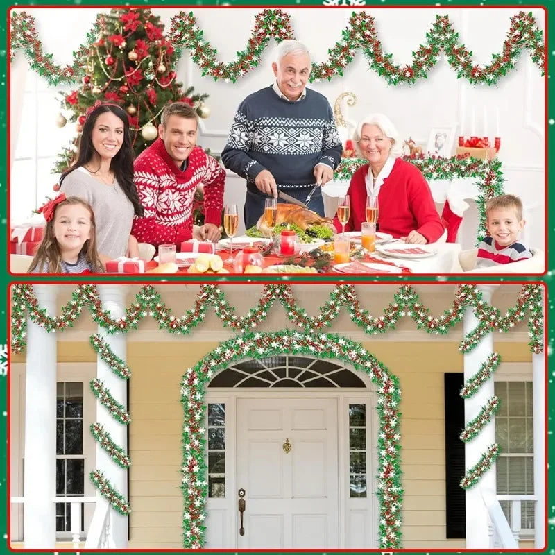 5M Christmas Metal Wire Garland with Snowflake Ornaments
