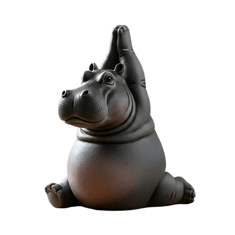 Yoga Hippo Statue – Handcrafted Resin Hippopotamus Figurine
