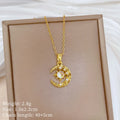 Hollow Moon Starburst Gold Pendant Choker Necklace | Nixie Pendant Necklace Nixie XL1997-108