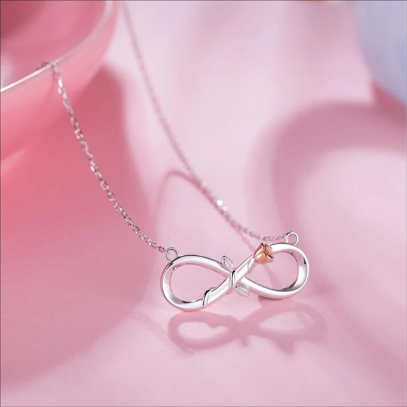 Women's 18K Rose Gold Infinity Pendant Necklace | Silver Tone Pendant Necklace Nixie