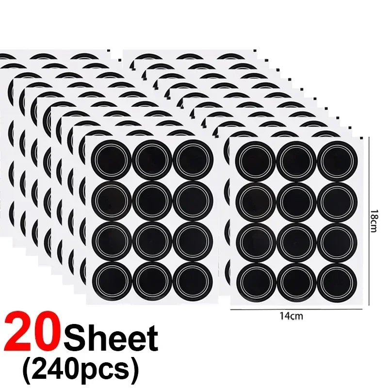 Round Blackboard Spice Labels – Reusable Waterproof Jar Stickers Kitchen Jar Labels Nixie 20sheet- (240pcs)
