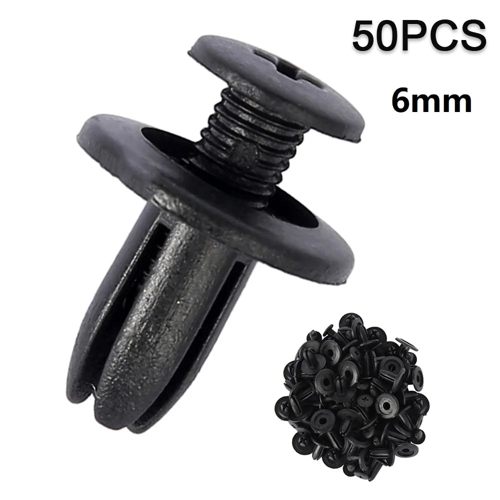 50pcs Car Retainer Clips 6mm 8mm 9mm Plastic Fastener Rivet Kit Auto Fastener Clips Nixie 6mm
