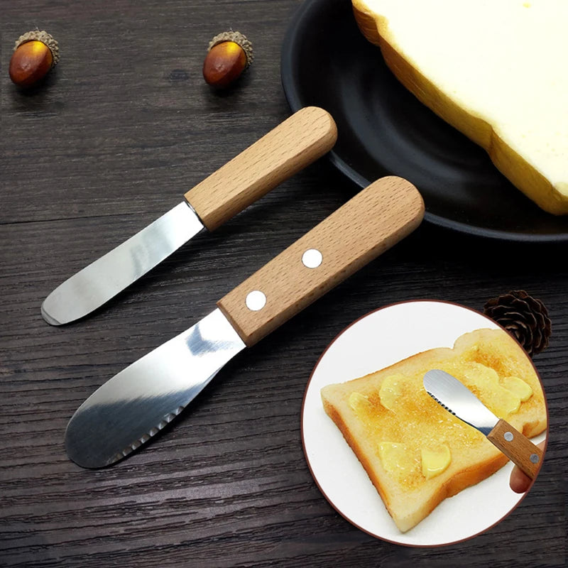 Wooden Handle Stainless Steel Butter & Cheese Spreader Knife