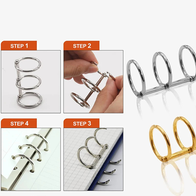 3-Ring Metal Loose-Leaf Binder Rings A5 A6 DIY Notebook Organizer Loose-Leaf Binder Rings Nixie
