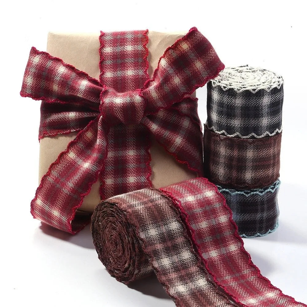 Plaid Wavy Edge Ribbon – British Style DIY Sewing & Gift Wrap Craft Ribbon Nixie