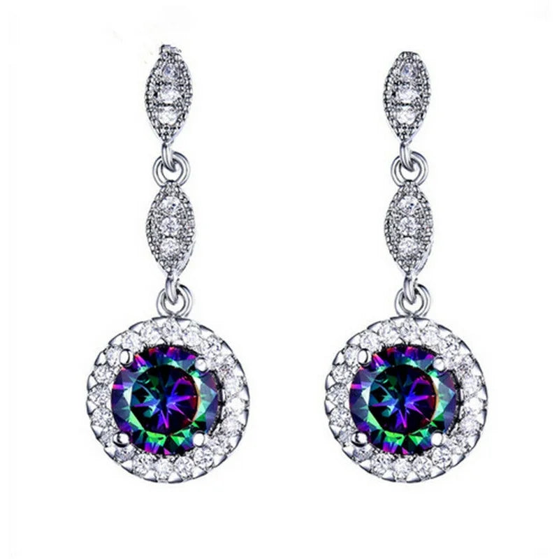 Round Glass Mystic Rainbow Stud Earrings – Vintage Style Stud Earrings Nixie