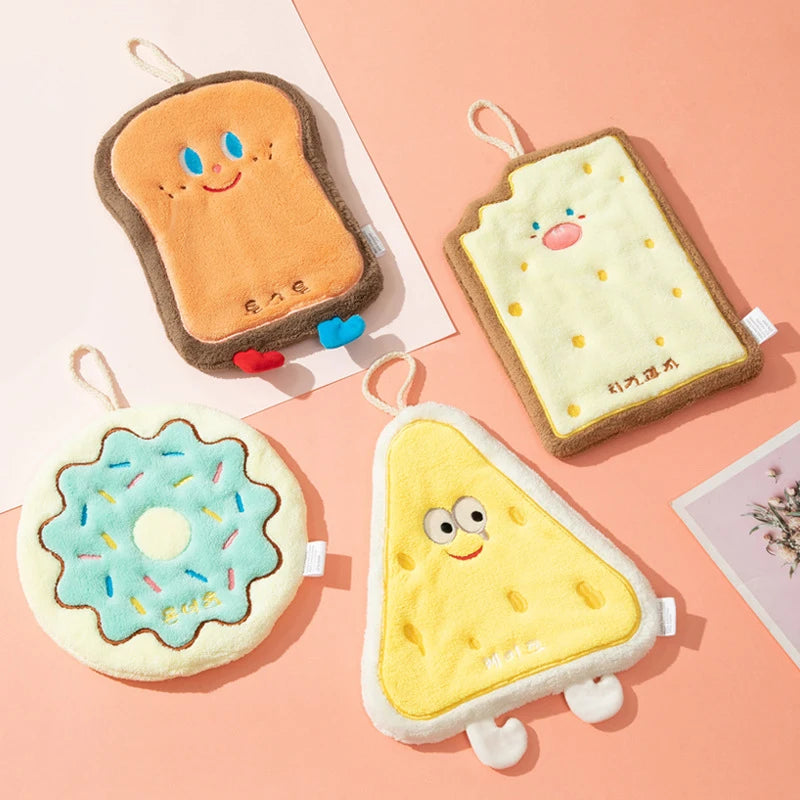 Cute Cartoon Kids Hand Towel Quick-Dry Coral Fleece Hanging Kids Hand Towel Nixie