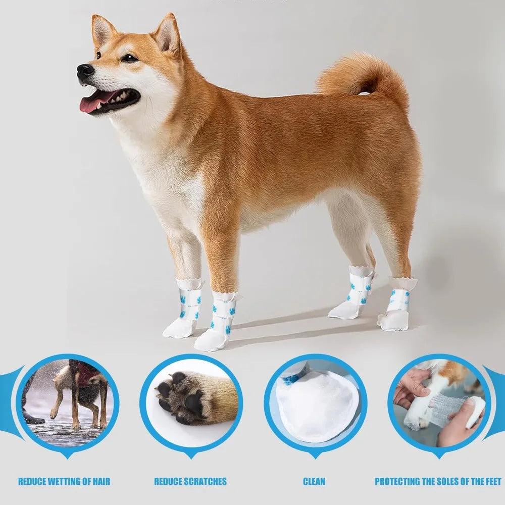 Disposable Dog Booties – Waterproof, Self-Adhesive, 20-Pack