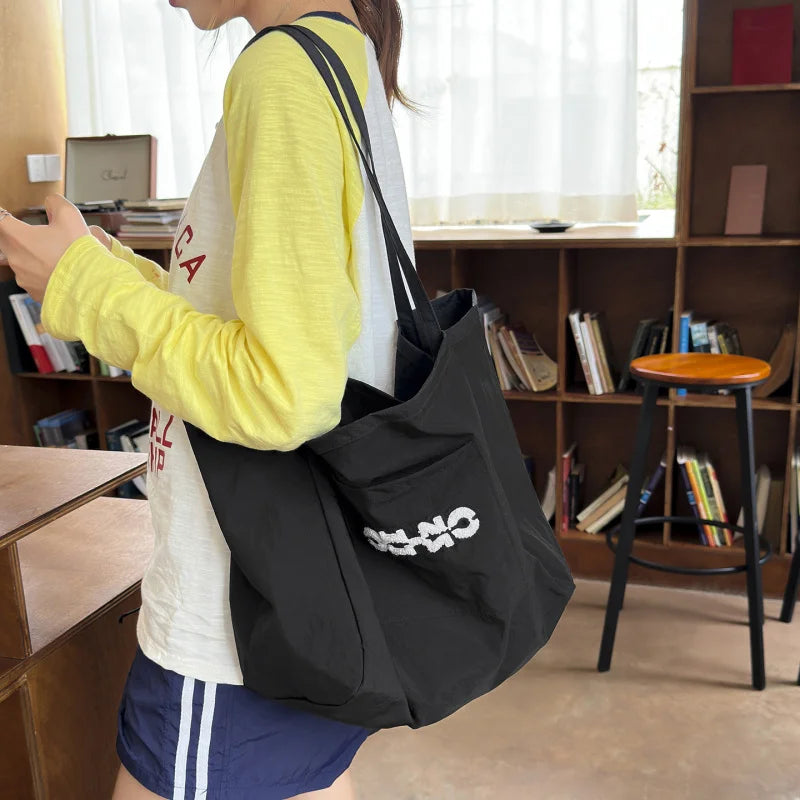 Women's Large Nylon Tote Shoulder Bag – Casual Commuter Tote Shoulder Bag Nixie